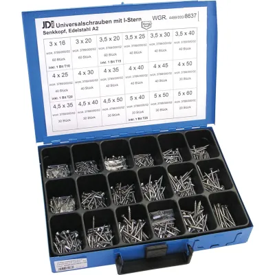 Dresselhaus Sortimentskasten Universalschrauben 4499/000/06 | Senkkopf | I-Stern | V2A Edelstahl | 700 Stück