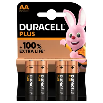 Duracell Batterie Mignon AA Plus MN1500/LR6 | 1,5V Alkali | 4er Blister | extra lange Lebensdauer | für Alltagsgeräte