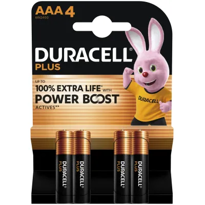 Duracell Batterien Micro AAA | MN2400 LR03 151256 | Plus Power Boost | 1,5V Alkali | 4er Blister