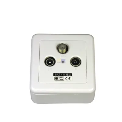 TechniSat Antennen-Durchgangsdose RV 600-13 | 3-Loch SAT/TV/Radio | Aufputz | 13 dB Auskoppeldämpfung | Weiß