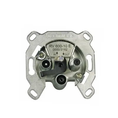 TechniSat Antennensteckdose RV 600-10 E | 3-Loch SAT TV Radio | 10dB | Unicable | Silber