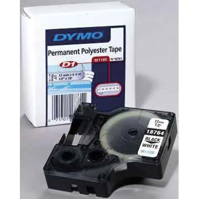 DYMO Band ID1 Polyest.12mm/5,5m schwarz auf weiß 18483