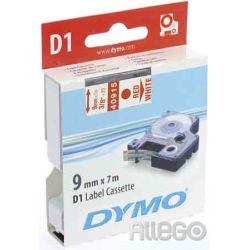 Dymo D1 Schriftband 9mm/7m rot auf weiß 40915