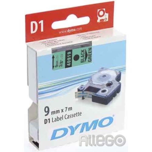 Bild: Dymo D1 Schriftband 9mm/7m schwarz auf grün 40919
