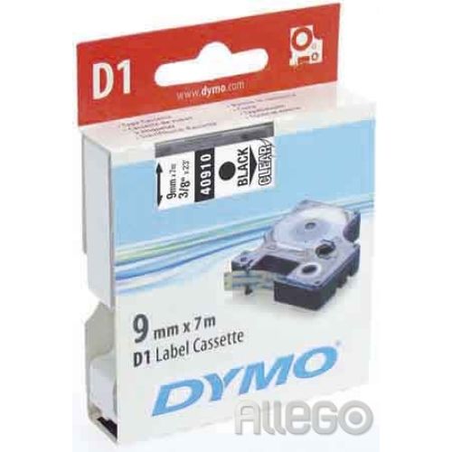 Bild: Dymo D1 Schriftband 9mm/7m schwarz auf transp. 40910