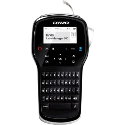 DYMO LabelManager 280 | Beschriftungsgerät tragbar | QWERTZ | PC/Mac kompatibel | für D1-Bänder 6-12mm | schwarz