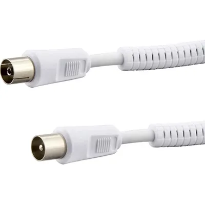 E+P Elektrik Antennenkabel AB 101 | IEC Koax-Stecker auf Kupplung | 1,5m | doppelt geschirmt 75dB | weiß