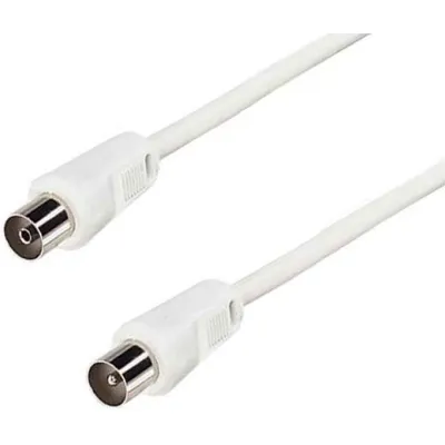 E+P Elektrik Antennenkabel HFT 5 | 5m Koaxialkabel | doppelt geschirmt >90dB | IEC Stecker/Kupplung | Weiß