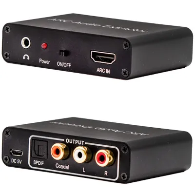 E+P Elektrik Konverter HDK 45 | HDMI zu Audio Adapter | Toslink, Digital-Cinch, Cinch, 3,5mm Klinke | USB | schwarz