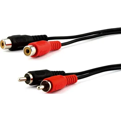 E+P Elektrik Cinch-Verlängerungskabel B 98/10 | 2x Cinch Stecker auf Buchse | 10m | Vollmetall | Audio Verlängerung