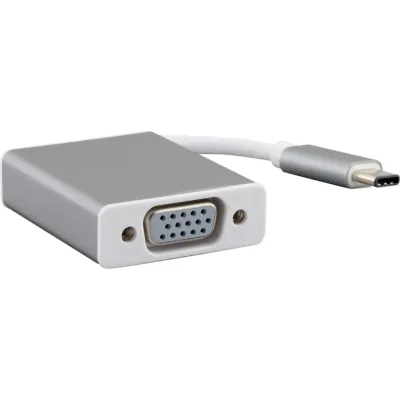 E+P USB-C auf VGA Adapter CC 361 | USB 3.1 Typ C Stecker auf VGA 15pol Kupplung | 0,1m | Metallgehäuse Weiß/Silber