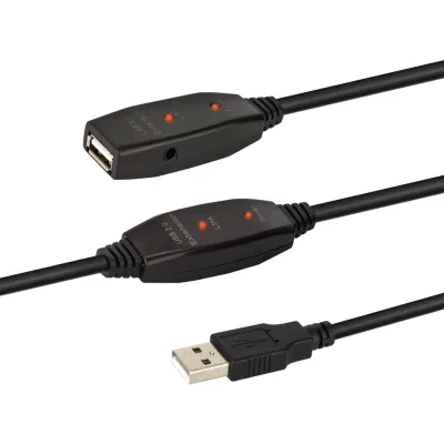 E+P Elektrik USB 2.0 Repeaterkabel 25m CC508/25 | Verstärkerkabel | USB-A Stecker auf USB-A Buchse | aktiv | Schwarz