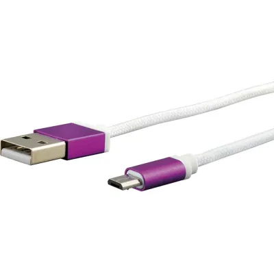 E+P Elektrik USB Microkabel CCS 549 | USB-A auf Micro-USB | 1m | Nylonmantel | flexibel & robust | magenta