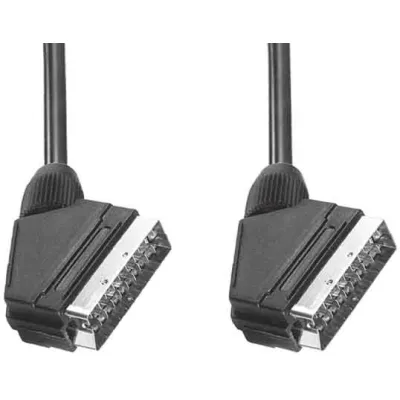 E+P Elektrik Scart-Verbindungskabel VC830U/3Lose | 21-polig | Stecker auf Stecker | 3,5 m | einzeln geschirmt | Schwarz