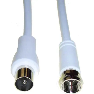 E+P Elektrik Antennenkabel FP 15 | 1,5m | F-Stecker auf Koax-Stecker | doppelt geschirmt | 75 Ohm | weiß