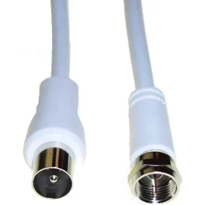 E+P Elektrik Antennenkabel FP 15 | 1,5m | F-Stecker auf Koax-Stecker | doppelt geschirmt | 75 Ohm | weiß