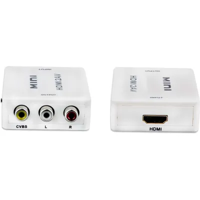 E+P Elektrik HDMI zu AV Konverter HDK 33 | 3x Cinch Ausgang | PAL/NTSC umschaltbar | inkl. USB-Kabel | weiß