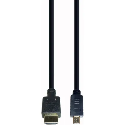E+P Elektrik High-Speed HDMI Kabel 1,8m | HDMI auf Micro HDMI Typ D | 4K 4096x2160 | Ethernet | Schwarz