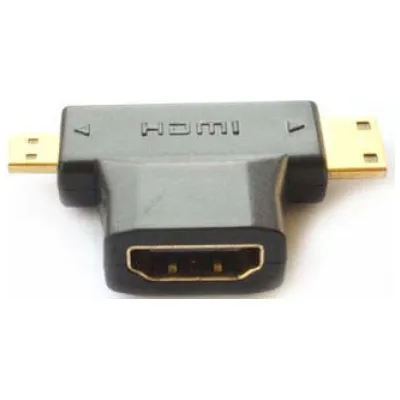 E+P Elektrik HDMI-Kombiadapter HDMI87 | HDMI Typ A Kupplung auf Mini HDMI C & Micro HDMI D Stecker | vergoldete Kontakte