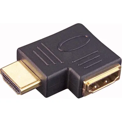 E+P HDMI Winkel-Adapter HDMI9 90° Stecker auf Buchse | HDMI 1.3b | 1080p | 19-polig | vergoldete Kontakte | Schwarz