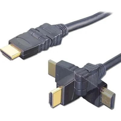 E+P HDMI-Kabel HDWD3 2m | High-Speed HDMI mit Ethernet | knickbare Stecker | 4K 60Hz | vergoldete Kontakte | Schwarz