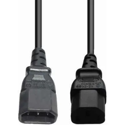 E+P Elektrik Kaltgeräteverlängerung SW 15 | Verlängerungskabel 2 m | IEC 60320 Stecker/Buchse | schwarz