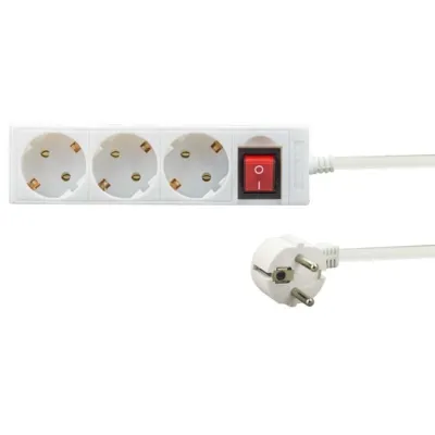 E+P Elektrik Mehrfachsteckdose E 47 | 3-fach Steckdosenleiste | Schalter beleuchtet | 1,5m Kabel | 45° Winkel | weiß