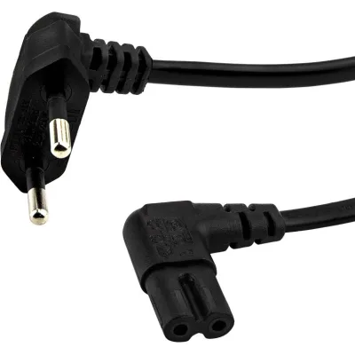 E+P NW 10/3 Netzkabel gewinkelt 3m ws Euro Stecker + Gerätekupplung C7