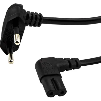 E+P NW 10/3 Netzkabel gewinkelt 3m ws Euro Stecker + Gerätekupplung C7