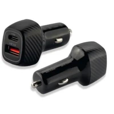E+P Kfz-Ladegerät PS 38 | USB Schnell-Ladegerät 36W | 12-24V | 1x USB-C Power Delivery | 1x USB-A QC3.0 | schwarz