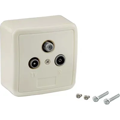 E+P SAT-Antennendose BKV15 | Enddose 3-fach | SAT TV Radio | 47-2400MHz | inkl. Deckel & Rahmen