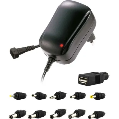 E+P ELEKTRIK Netzteil C1002 | Universal Schaltnetzteil 1000mA | 3–12V stabilisiert | 10 Adapter | USB | Schwarz