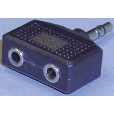 e+p Stereo-Kompaktadapter GS 16 L | 3,5mm Klinkenadapter Stecker auf 2x Kupplung | AUX Splitter | schwarz