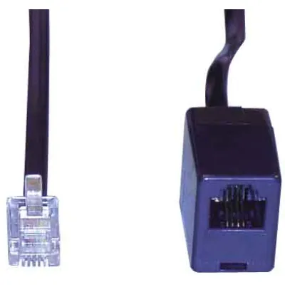 E+P Elektrik Telefon Anschlusskabel T19 | RJ11 6/4 Stecker auf Kupplung | 6m | 1:1 Belegung | schwarz