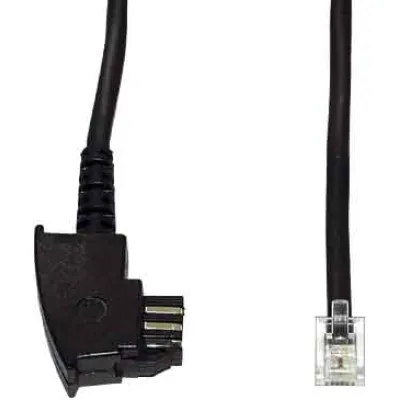 E+P Elektrik Telefon-Anschlusskabel T 44/3 | TAE-F auf RJ11 6/4 | 3m | schwarz