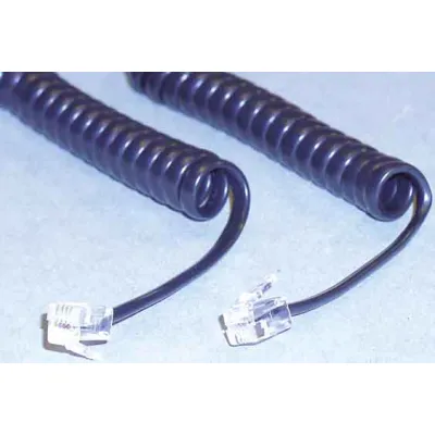 E+P Elektrik Handapparatekabel T 6 | Spiralkabel 4-polig | RJ10 Westernstecker 4/4 | 6 m | schwarz
