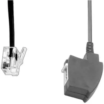 E+P Telefonadapter T 65 | TAE-F auf RJ11 Western 6p4c | 0,2m Kabel | schwarz | für Telefon Smartphone
