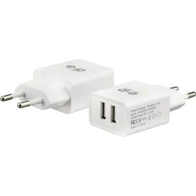 E+P Elektrik USB-Ladegerät AC102 | 2-Port USB-A | 4.800 mA | SmartIC-Technologie | Überlade- & Kurzschlussschutz | Weiß