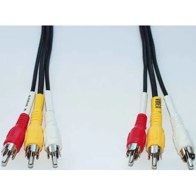 E+P Elektrik AV-Verbindungskabel VC 46/5 | 3x Cinch Stecker auf 3x Cinch Stecker | 5m | Audio Video Kabel