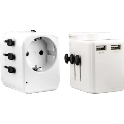 E+p-Elektrik Weltreise-Adapter S77 | Reiseadapter mit 2 USB-Anschlüssen für 200+ Länder | Überlastungsschutz