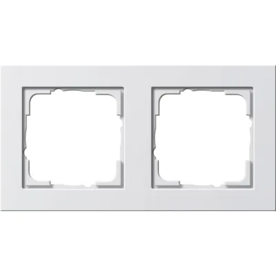 Gira Abdeckrahmen 2-fach E2 021229 | Unterputzrahmen | bruchsicher | Kunststoff | glänzend | reinweiß RAL 9010