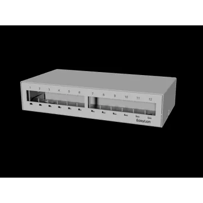 EasyLan Unterbaupanel CKVPL0121E | 12x Keystone RJ45 | Stahlblech verzinkt | Montage Hutschiene | RAL7035 Grau