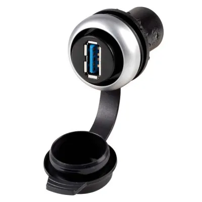 EATON Einbaubuchse USB 3.0 Typ A M22-USB 147539 | Frontmontage | IP65 titan | 9-polig | staub- & spritzwassergeschützt