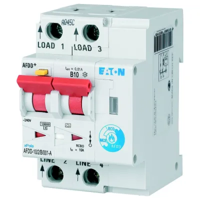 Eaton Brandschutzschalter AFDD-10/2/B/001-A | 2-polig | 230V | B10A | 10mA Typ A | Fehlerlichtbogen | 3TE | IP20