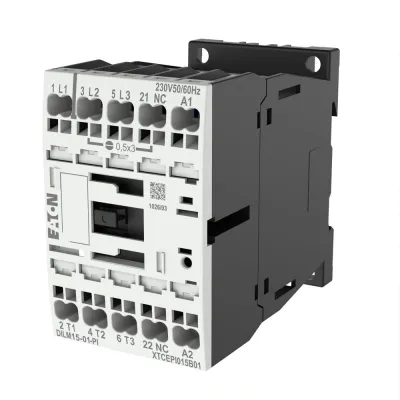 Eaton Leistungsschütz DILM15-01(24VDC)-PI | 3-polig | 7,5kW | 400V AC-3 | 24V DC Spule | 1 Öffner | Push-in-Klemmen