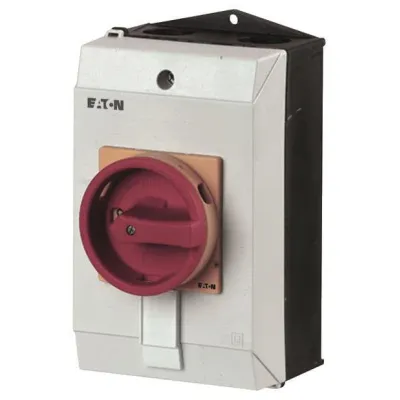 EATON Hauptschalter P1-25/I1/SVB 233987 | 25A | 3-polig | IP65 Aufbau | NOT-AUS-Funktion | verriegelbar | roter Griff
