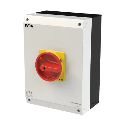 EATON Hauptschalter P3-100/I5/SVB/HI11-NA 100A 3-polig | IP65 Gehäuse | Not-Aus | rot-gelb | Wartung | Aufbau