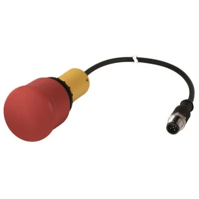 EATON Not-Aus-Taster C22-PV-K02-P10 | 2 Öffner | Zugentriegelung | Pilz 38mm | M12A 5-polig 0,2m | IP66 | rot/gelb