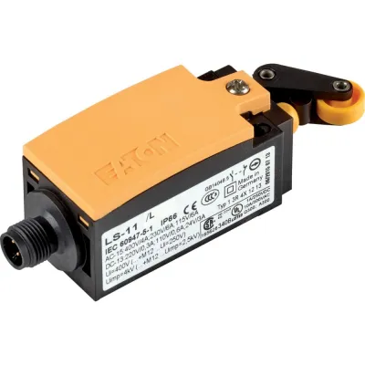 EATON Positionsschalter LS-11/L-M12A 178136 | Rollenhebel | 1Ö+1S | M12-Stecker | IP66 | Gelb | Kunststoff
