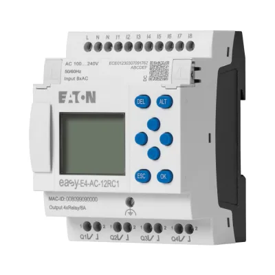 Eaton EASY-E4-AC-12RC1 Steuerrelais | 8 digitale Eingänge | 4 Relaisausgänge | 100–240V AC/DC | Ethernet | IP20